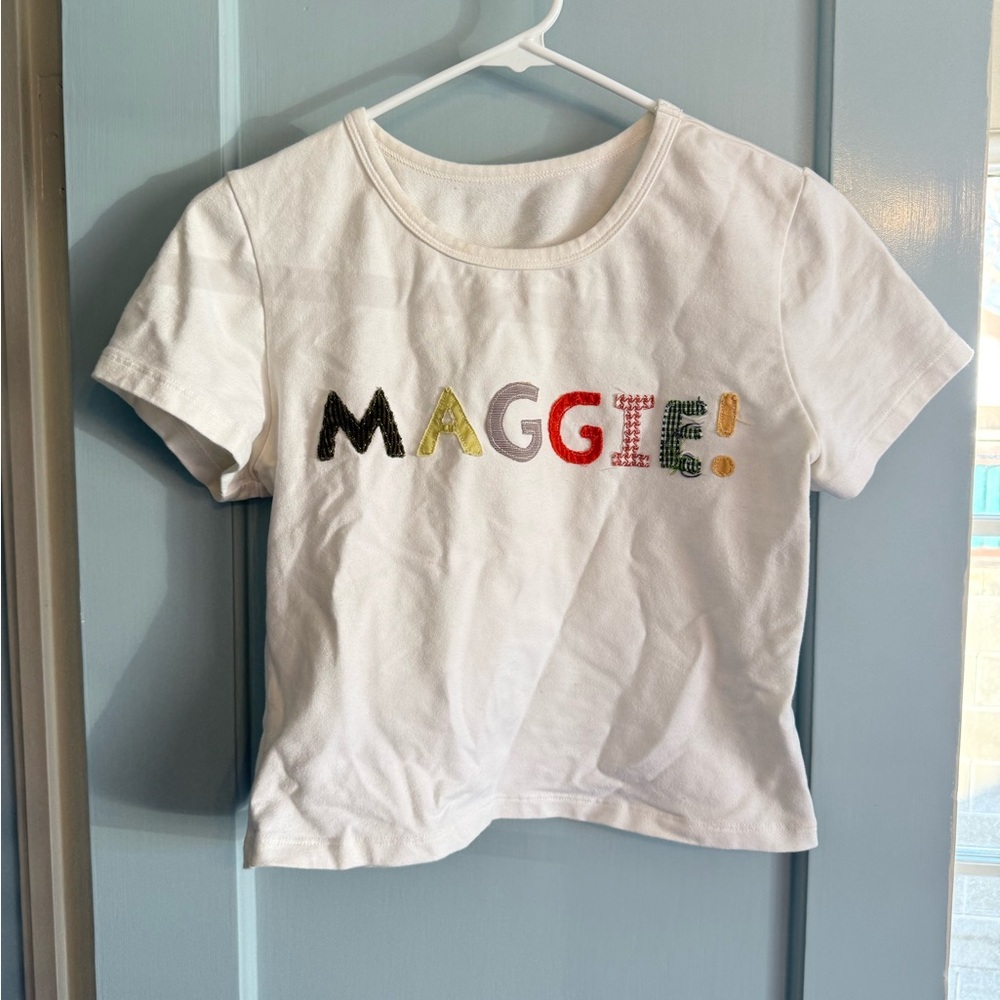 White Maggie oddli T-Shirt with Colorful Lettering